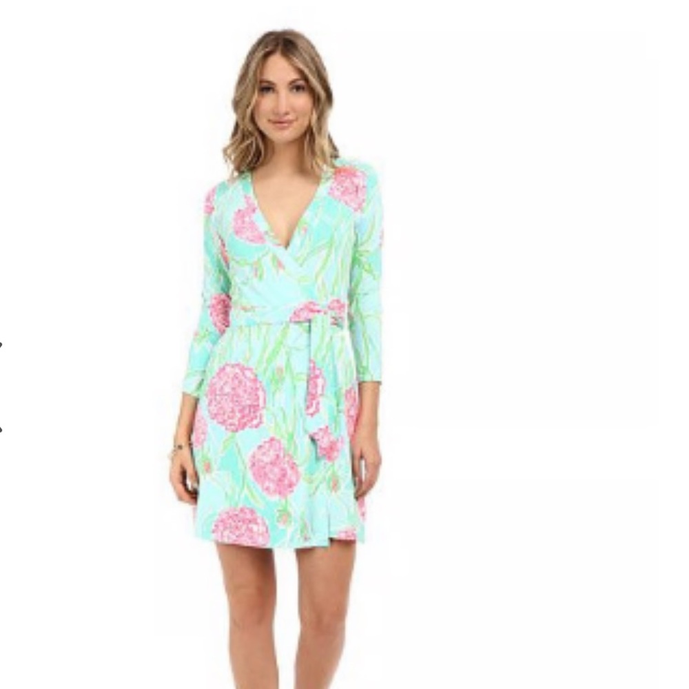 Lilly Pulitzer Meridian Wrap Dress Poolside Blue Going Stag
